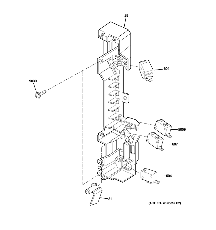 LATCH BOARD PARTS Diagram and Parts List for PSA9240DF1WW  General Electric Microwave