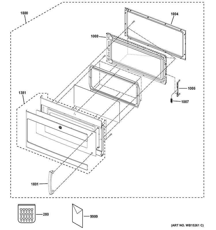 DOOR PARTS Diagram and Parts List for PSA9240SF1SS  General Electric Microwave