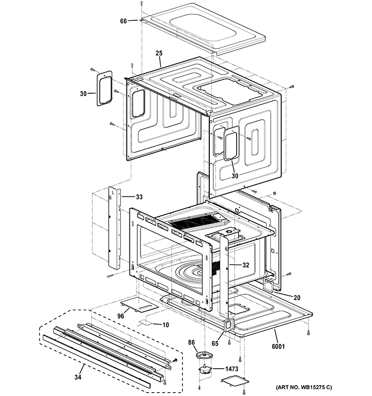 OVEN CAVITY PARTS Diagram and Parts List for PSB9120DF1WW  General Electric Microwave