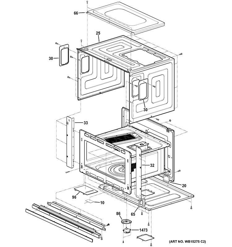 OVEN CAVITY PARTS Diagram and Parts List for PSB9120SF1SS  General Electric Microwave