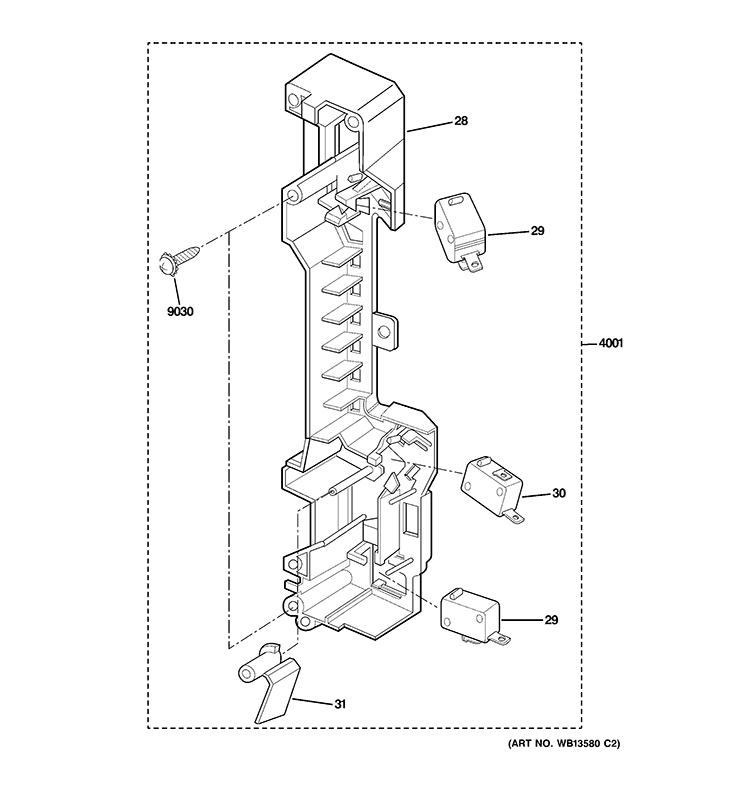 LATCH BOARD PARTS Diagram and Parts List for PVM9179DF1CC  General Electric Microwave