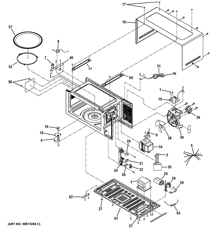 OVEN CAVITY PARTS Diagram and Parts List for PEM31RF1SS  General Electric Microwave