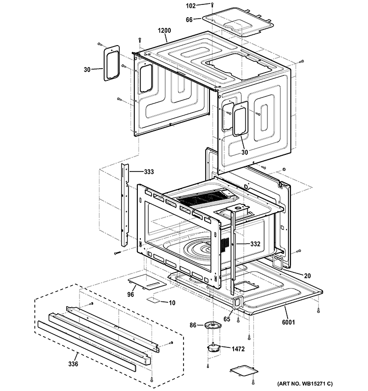 OVEN CAVITY PARTS Diagram and Parts List for PSB9100DF1BB  General Electric Microwave