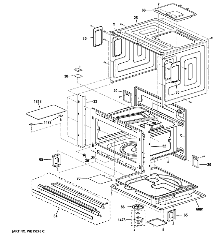 OVEN CAVITY PARTS Diagram and Parts List for PSB9240DF1WW  General Electric Microwave