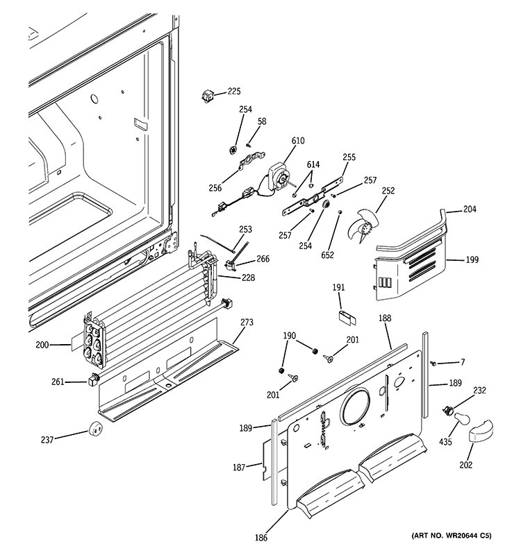 FREEZER SECTION Diagram and Parts List for GBE20ETEBRWW  General Electric Refrigerator