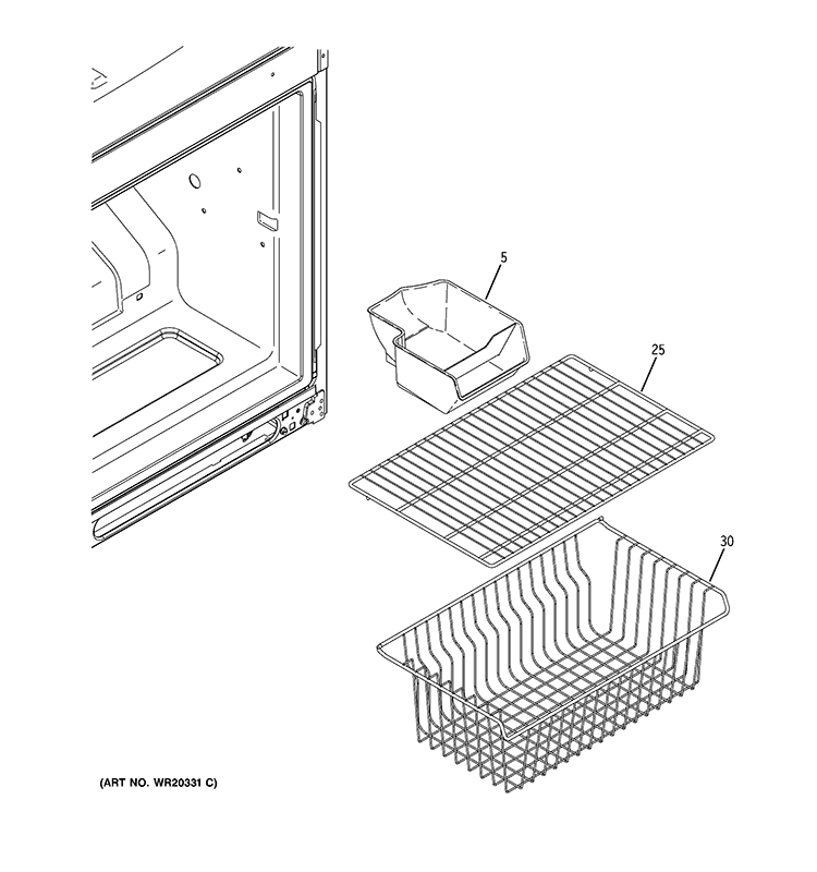 FREEZER SHELVES Diagram and Parts List for GBE20ETEBRWW  General Electric Refrigerator