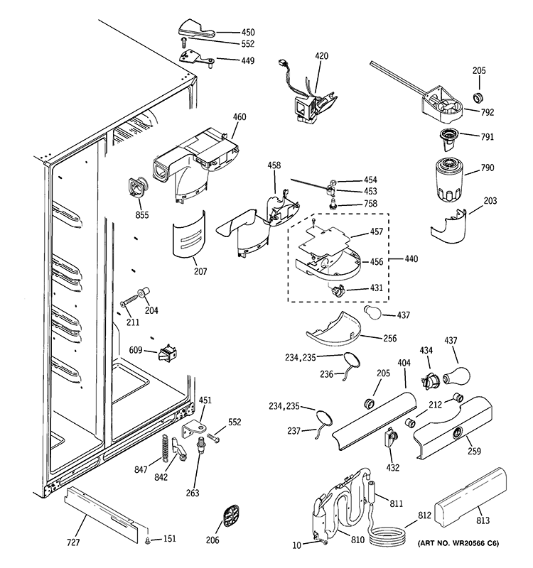 FRESH FOOD SECTION Diagram and Parts List for GSE23GSECCSS  General Electric Refrigerator