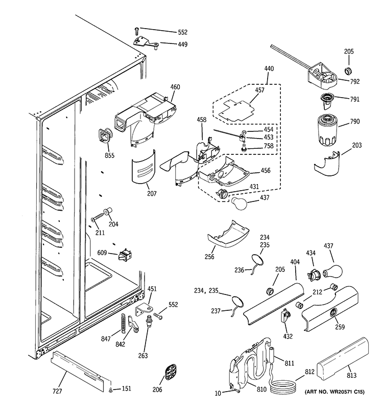FRESH FOOD SECTION Diagram and Parts List for GSE26HGEBHWW  General Electric Refrigerator