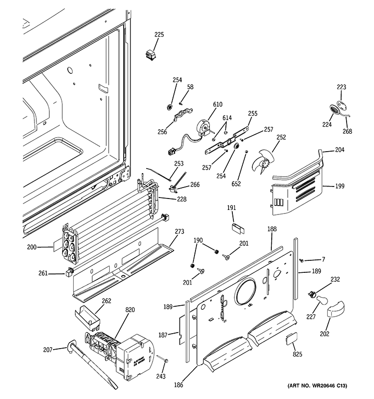 FREEZER SECTION Diagram and Parts List for PFE22KSEAFSS  General Electric Refrigerator