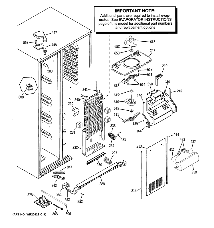 FREEZER SECTION Diagram and Parts List for PZS23KGEBFBB  General Electric Refrigerator