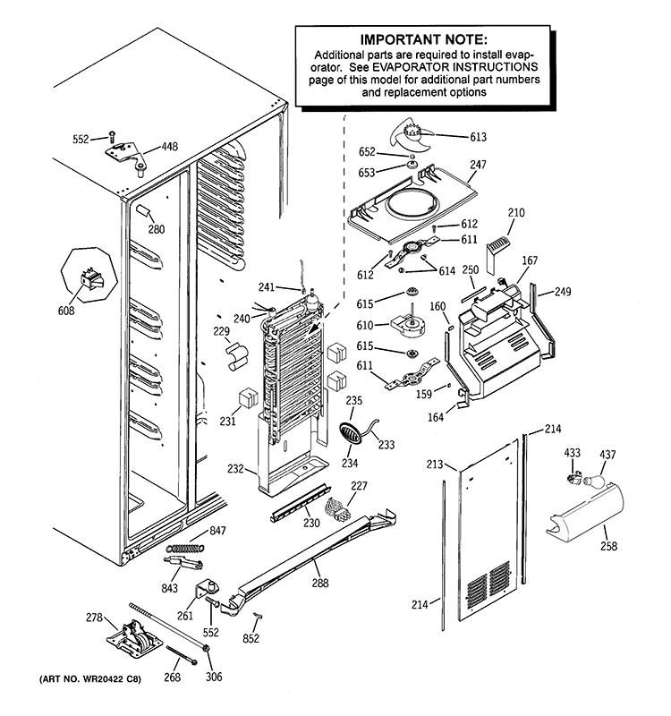 FREEZER SECTION Diagram and Parts List for PZS23KPEBFWV  General Electric Refrigerator