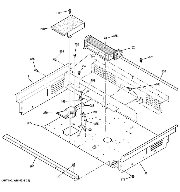 CONVECTION FAN Diagram and Parts List for JS630DF1CC  General Electric Wall Oven