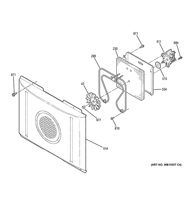 CONVECTION FAN Diagram and Parts List for JB750EF1ES  General Electric Range