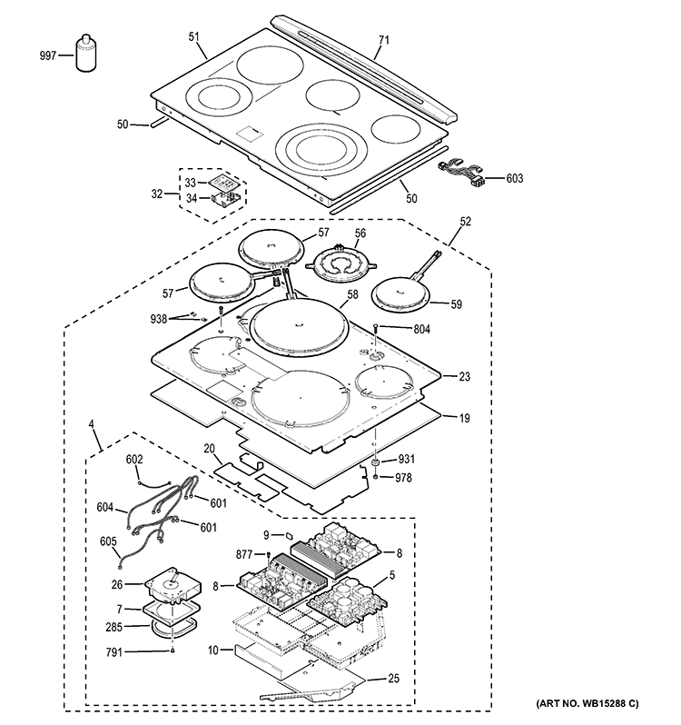 COOKTOP Diagram and Parts List for PHS920SF1SS  General Electric Wall Oven