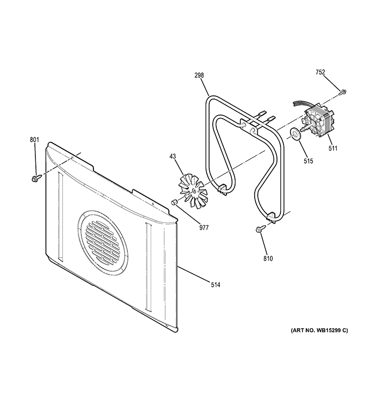 CONVECTION FAN Diagram and Parts List for PS950SF1SS  General Electric Wall Oven