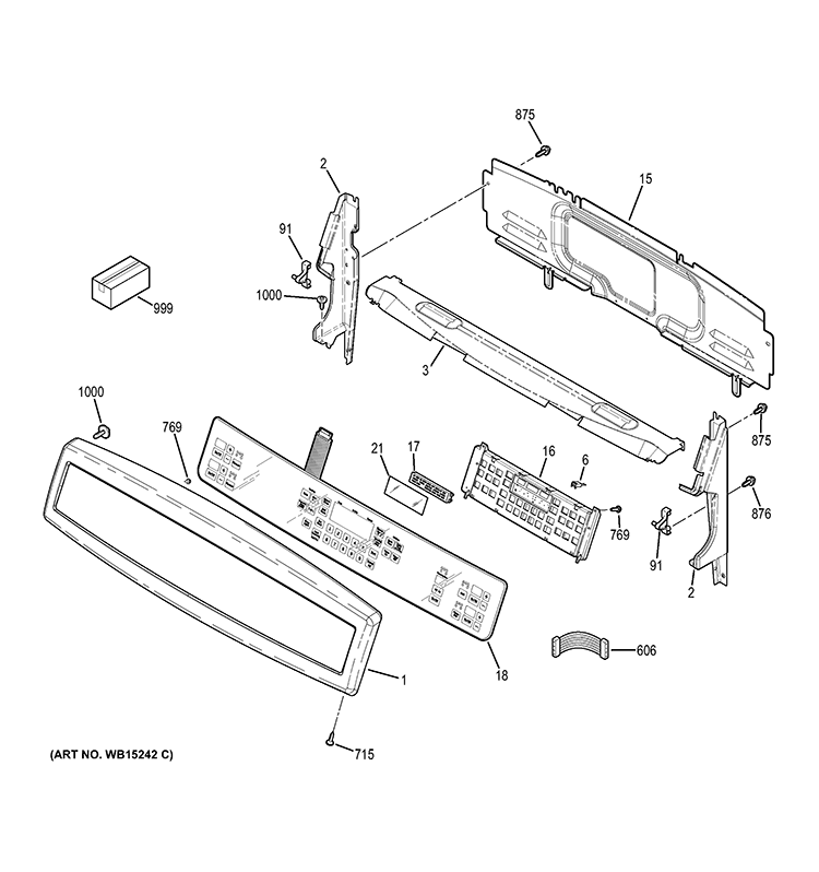 CONTROL PANEL Diagram and Parts List for PHB920SF1SS  General Electric Wall Oven