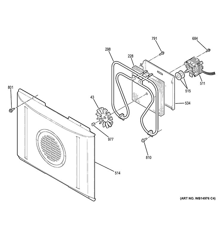 CONVECTION FAN Diagram and Parts List for PHB920SF1SS  General Electric Wall Oven