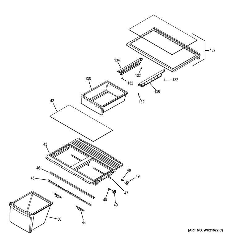 FRESH FOOD SHELVES Diagram and Parts List for GTH21GCEABB  General Electric Refrigerator