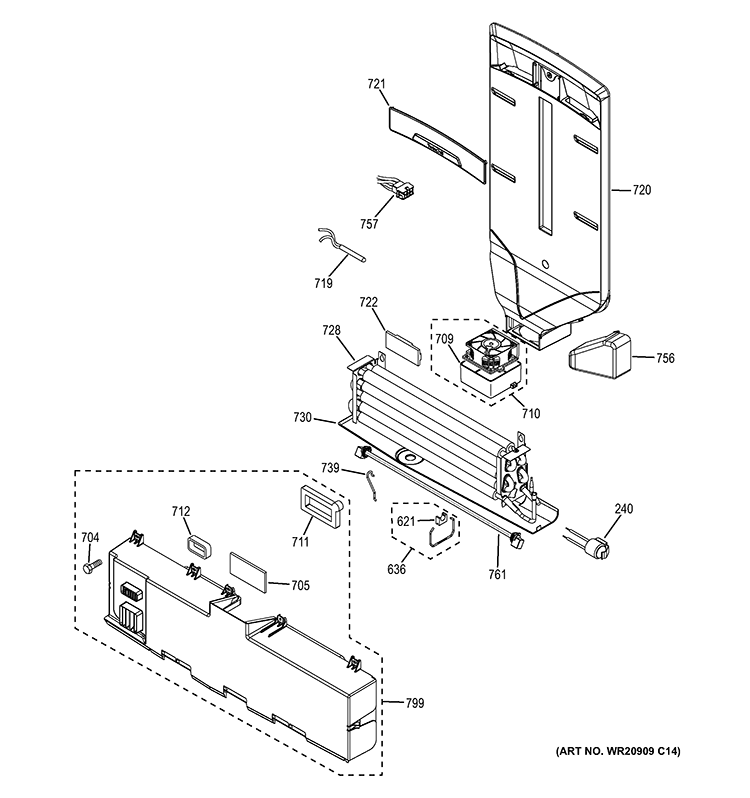 FRESH FOOD SECTION Diagram and Parts List for DFE29JGDAWW  General Electric Refrigerator