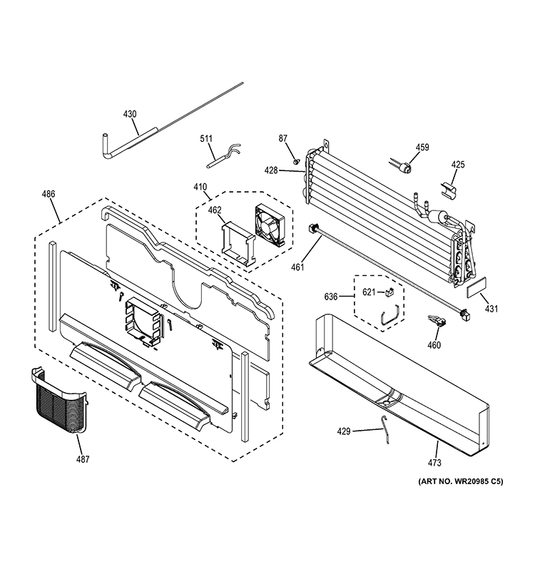 FREEZER SECTION Diagram and Parts List for DFE29JMDAES  General Electric Refrigerator