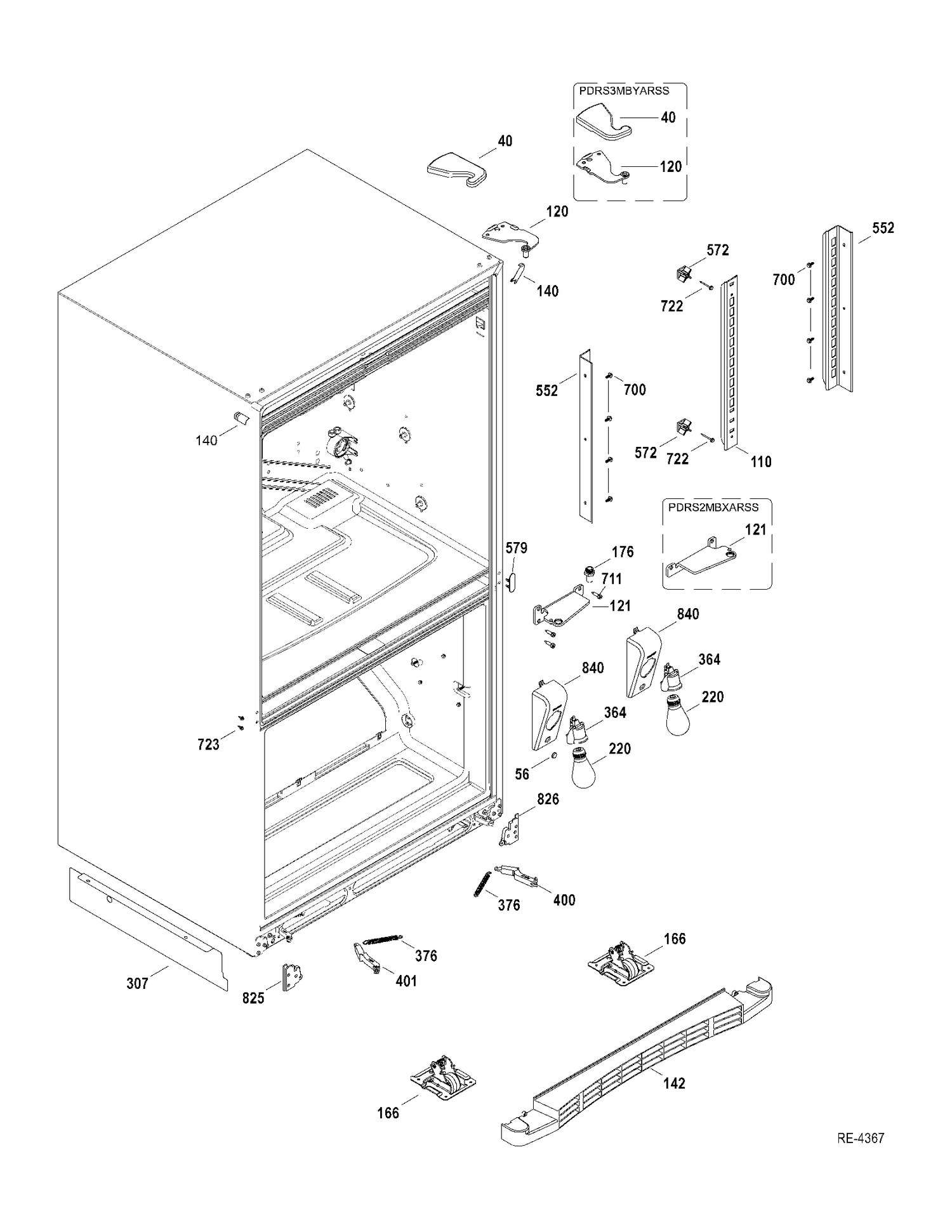 MISC. PARTS Diagram and Parts List for PDRS3MBYARSS  General Electric Refrigerator