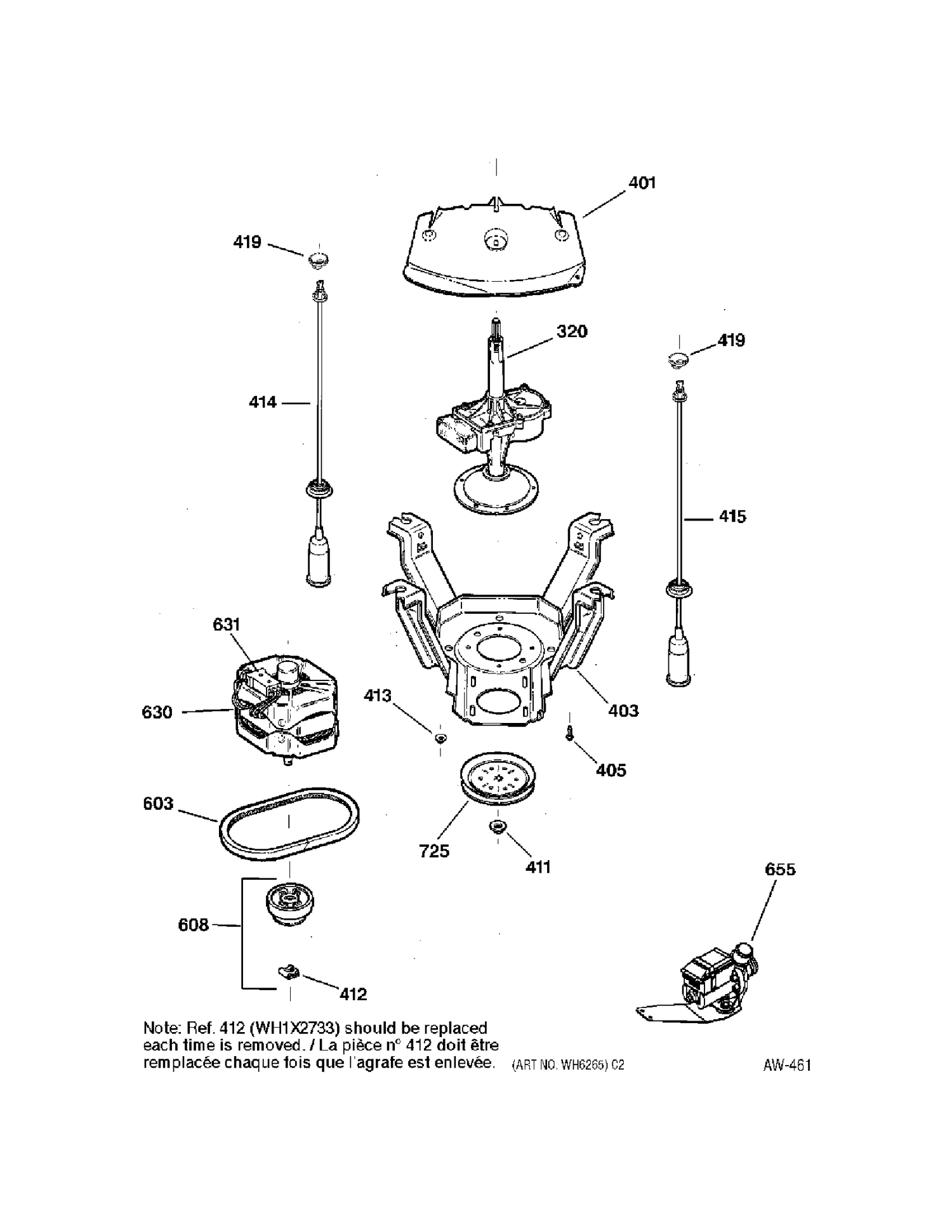 SUSPENSION Diagram and Parts List for 56241B0WW  General Electric Washer
