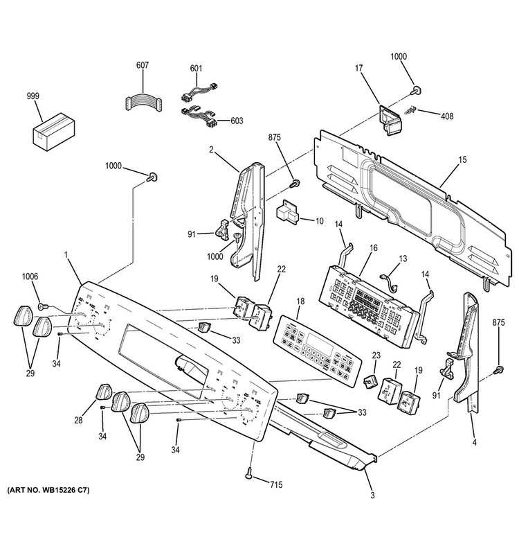 Control Panel Diagram and Parts List for JCB850SF4SS  General Electric Range