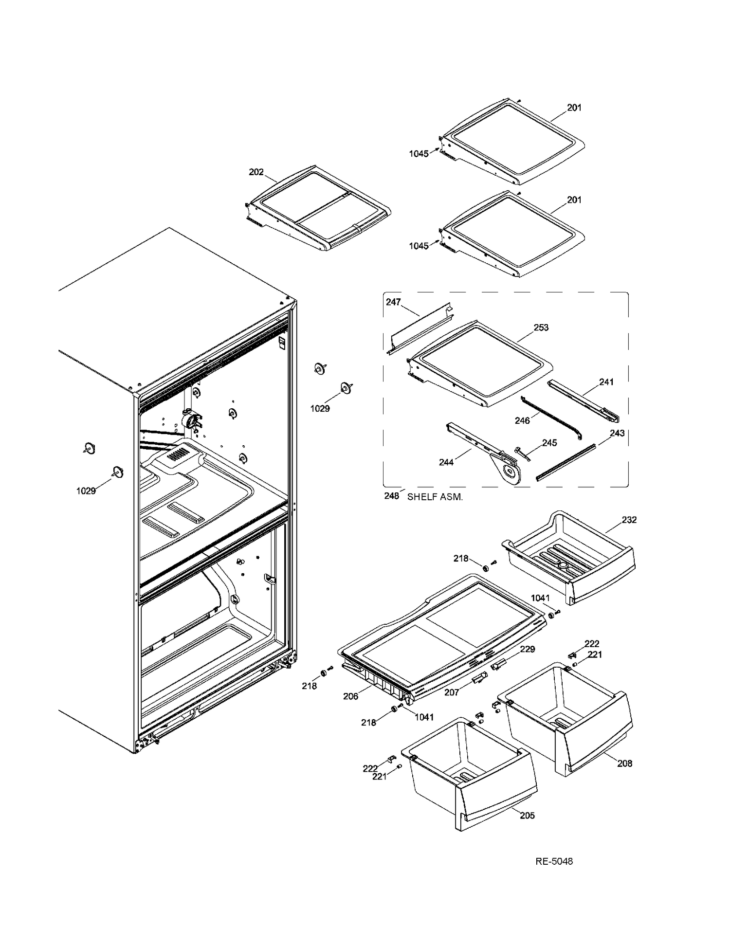 FF SHELVES Diagram and Parts List for PDRF0MBYGRWW  General Electric Refrigerator