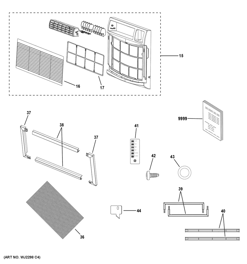 Room Air Conditioner Diagram and Parts List for AKCQ08ACAW1  General Electric Air Conditioner