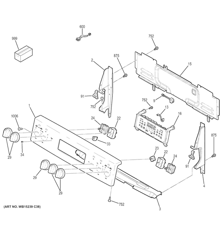 Control Panel Diagram and Parts List for JB750EJ1ES  General Electric Range