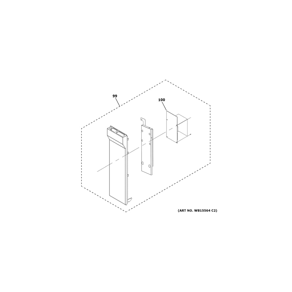Control Parts Diagram and Parts List for HVMB14S4W1WW  General Electric Range Hood