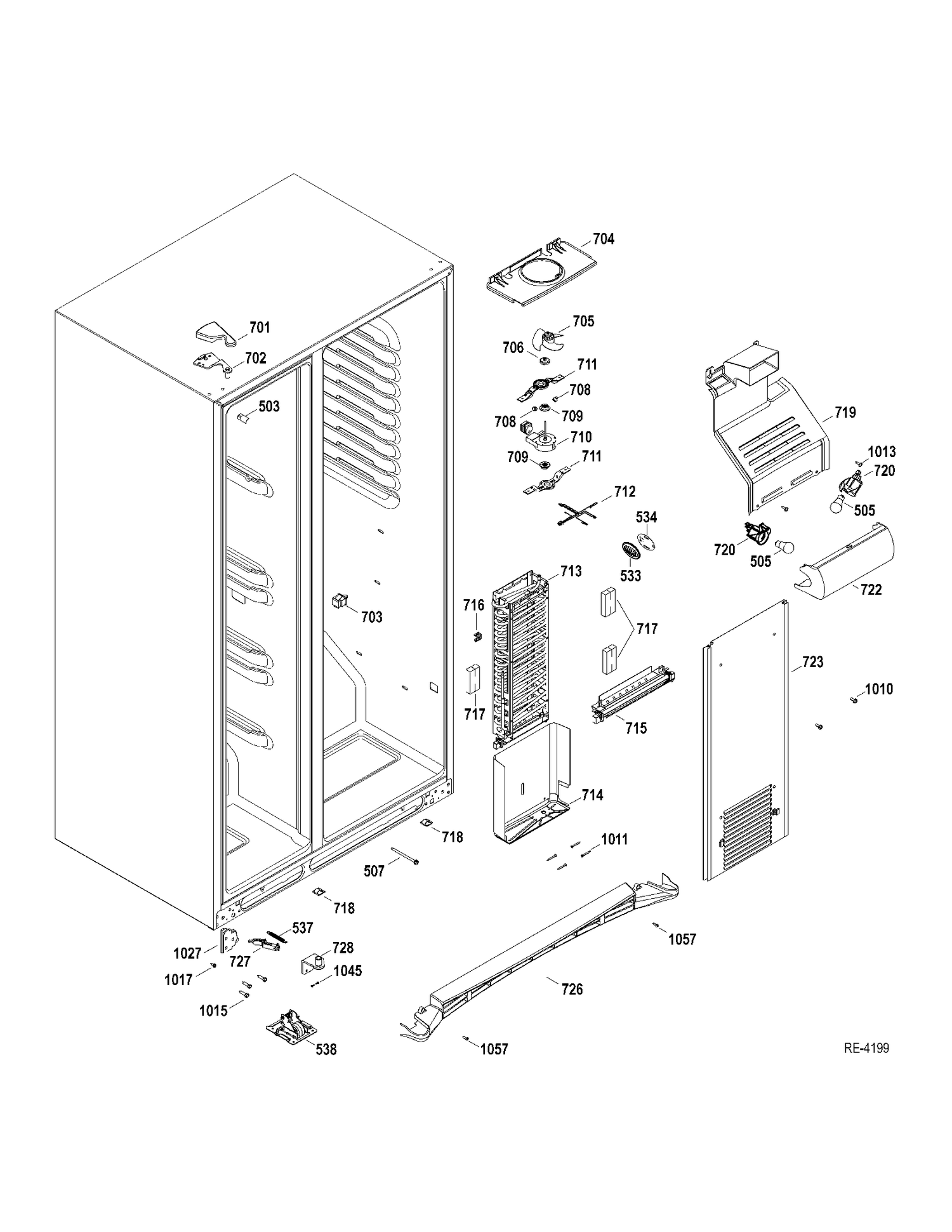 FZ SECTION Diagram and Parts List for GSRC5KLZAFBB  General Electric Refrigerator
