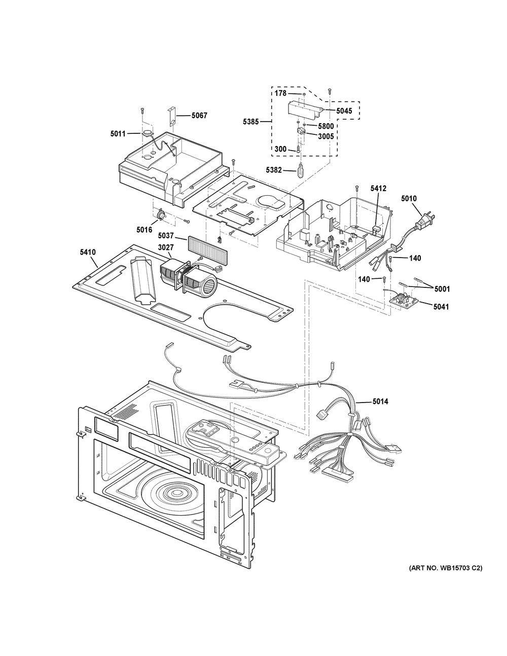 Interior Parts (2) Diagram and Parts List for CVM517P3R2D1  General Electric Microwave