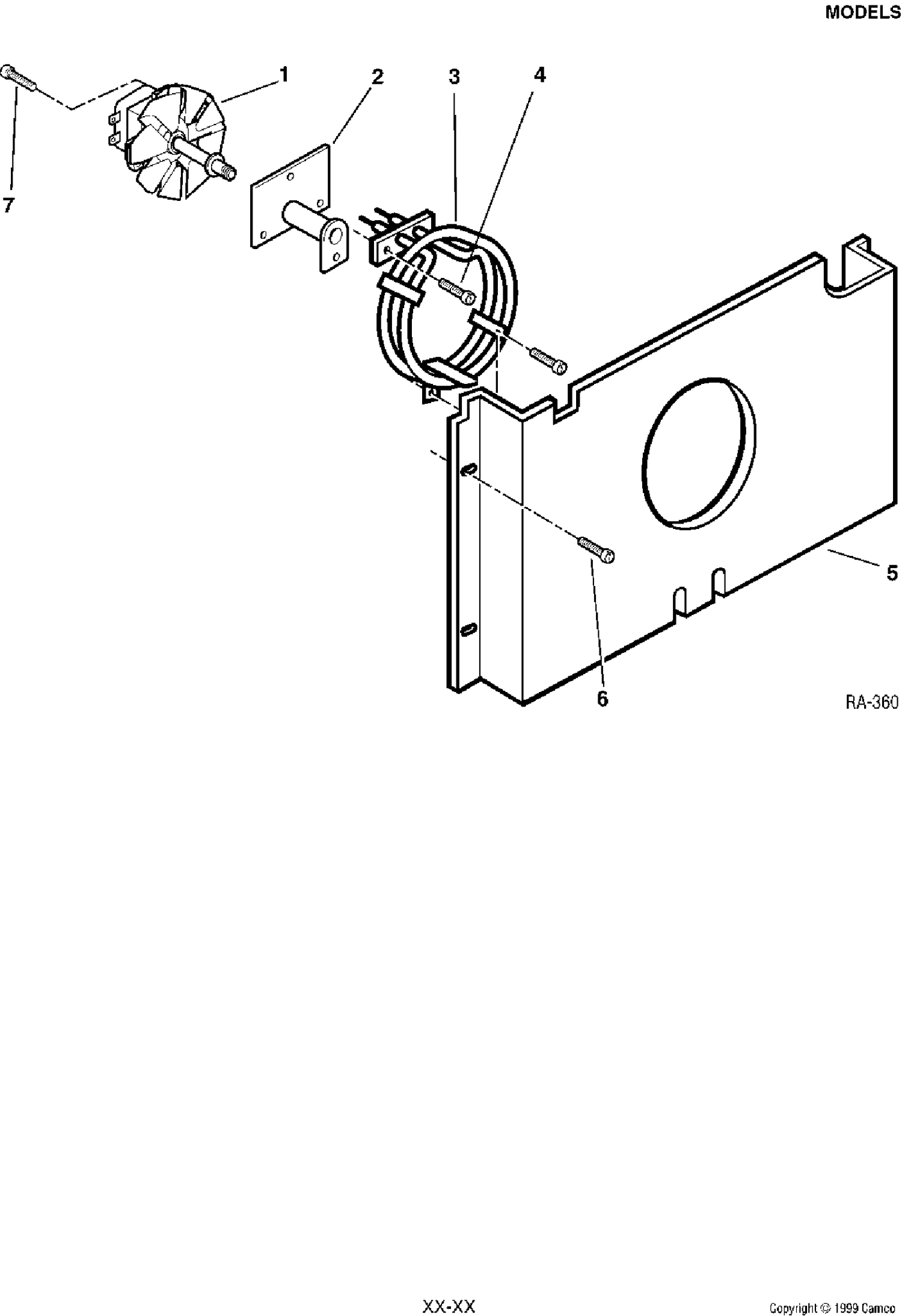 CONVECTION BLOWER Diagram and Parts List for 19571-1  General Electric Range
