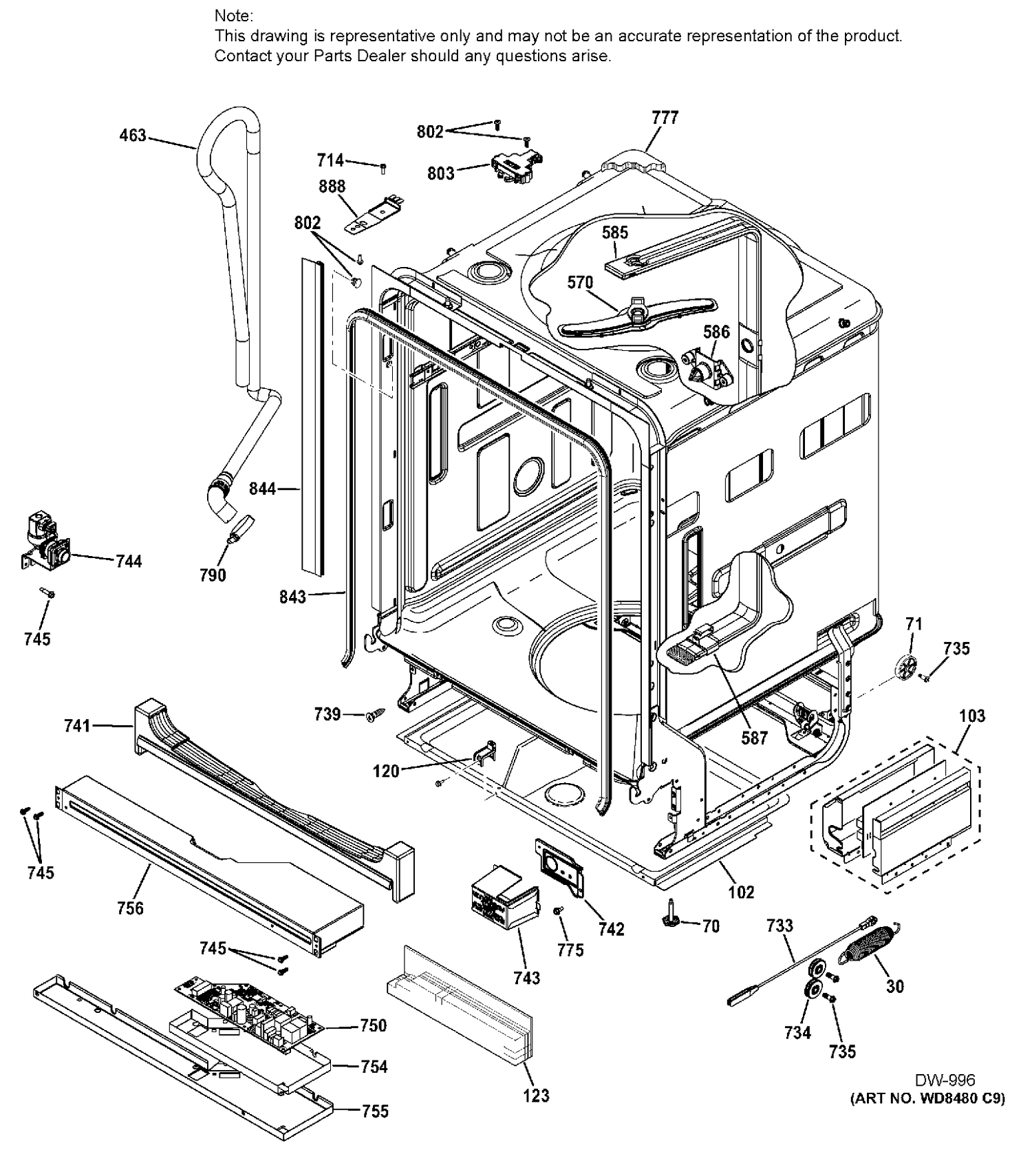 BODY PARTS 1 Diagram and Parts List for ZDT800SIF0II  General Electric Dishwasher