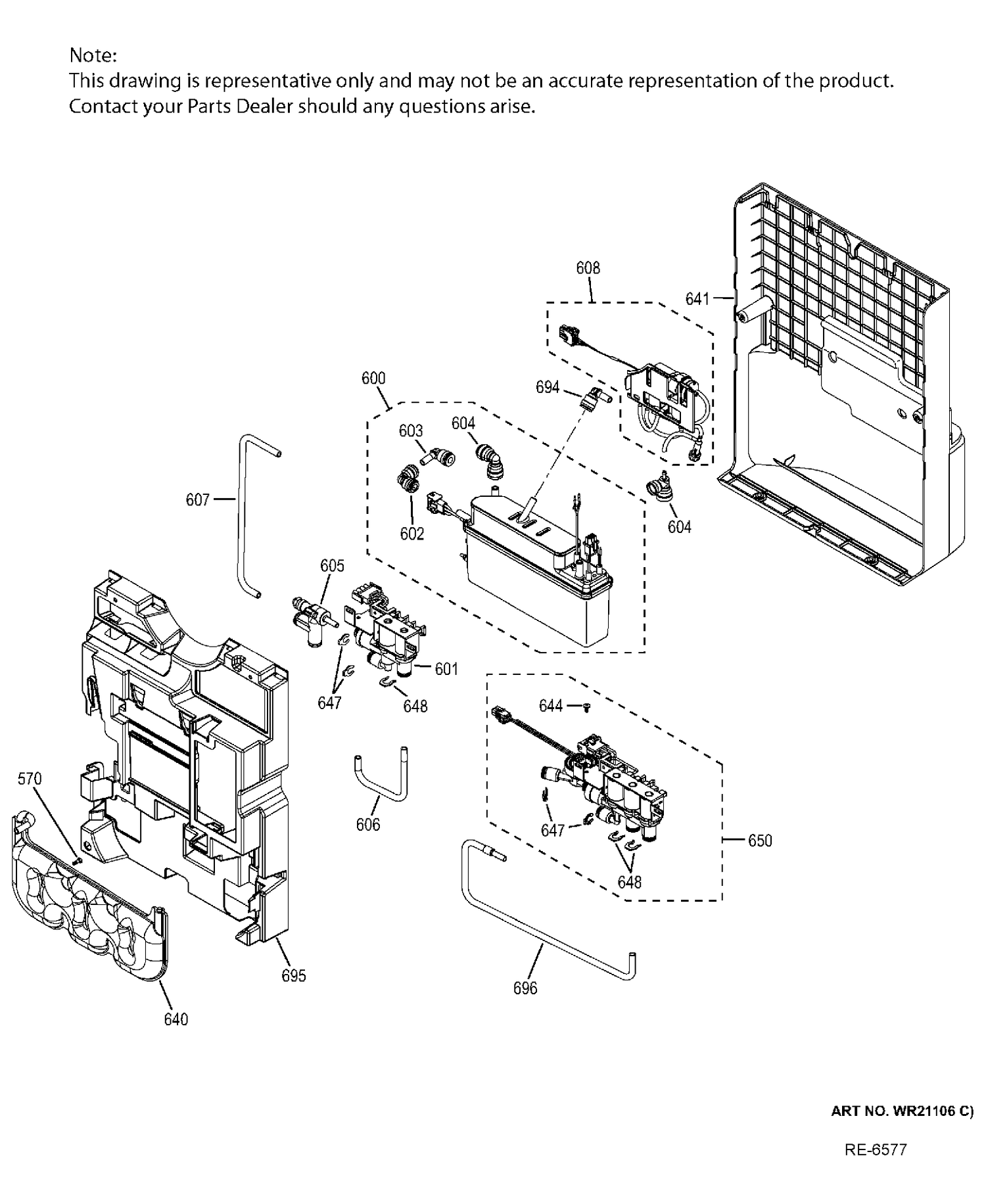 BEVERAGE DISPENSER Diagram and Parts List for PYE22PMKBES  General Electric Refrigerator