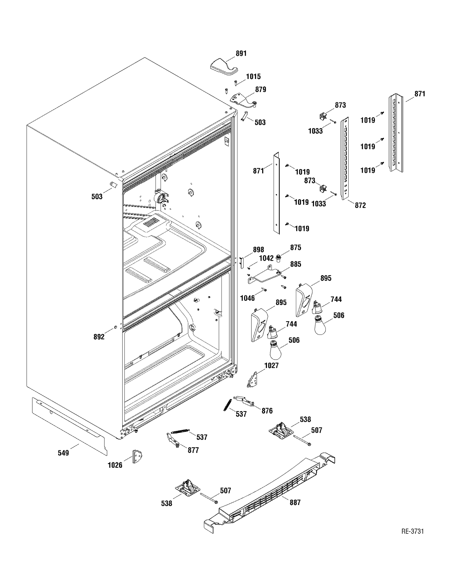 MISCELANEOUS PARTS Diagram and Parts List for PDRS0MBYALSS  General Electric Refrigerator