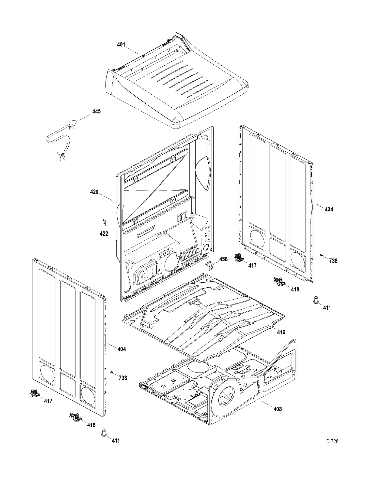 CABINET Diagram and Parts List for PTMP920GMWS0  General Electric Dryer