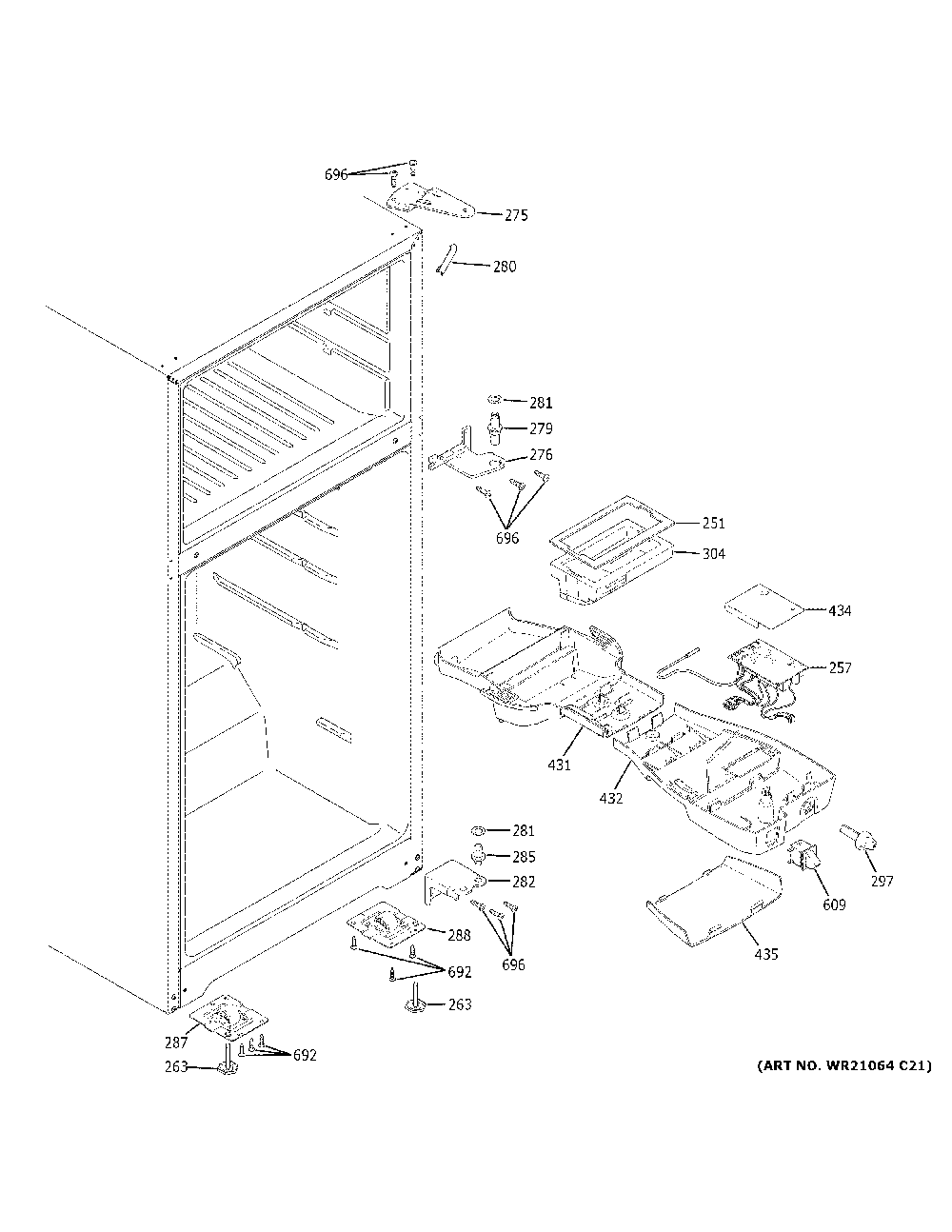 Fresh food section Diagram and Parts List for GIE18GCNDRSA  General Electric Refrigerator