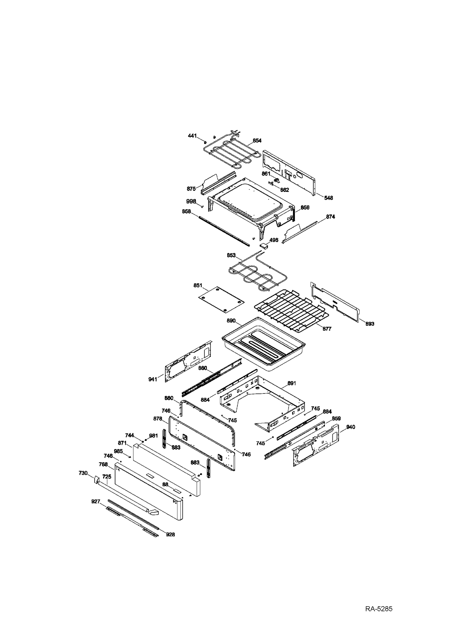 DRAWER Diagram and Parts List for CBC980ST3SS  General Electric Range