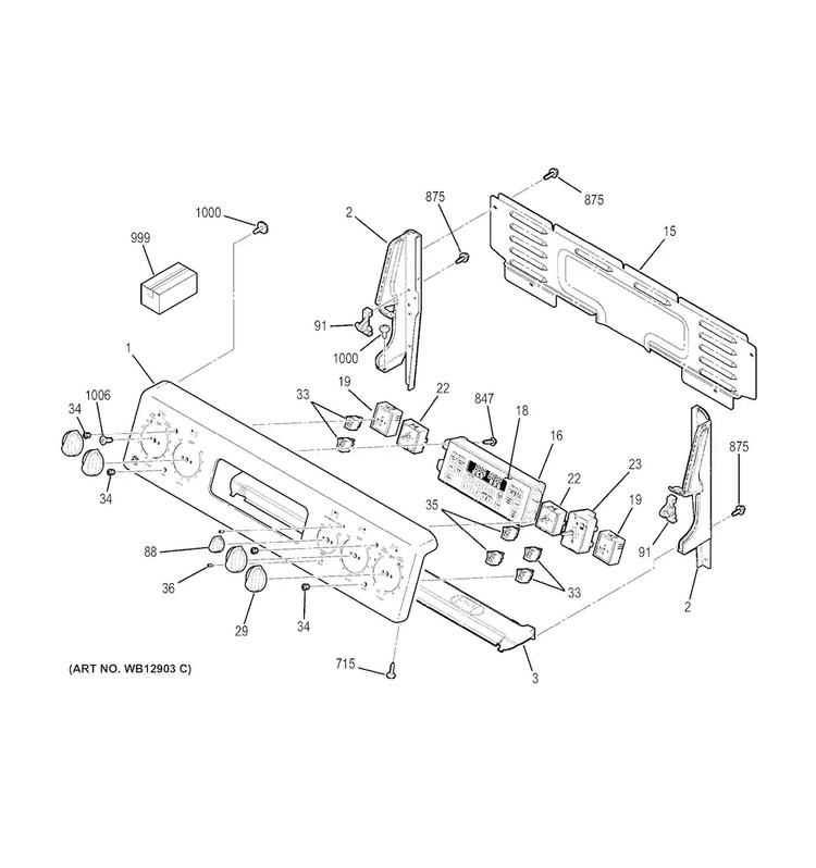 Control Panel Diagram and Parts List for JBP84WK1WW  General Electric Range