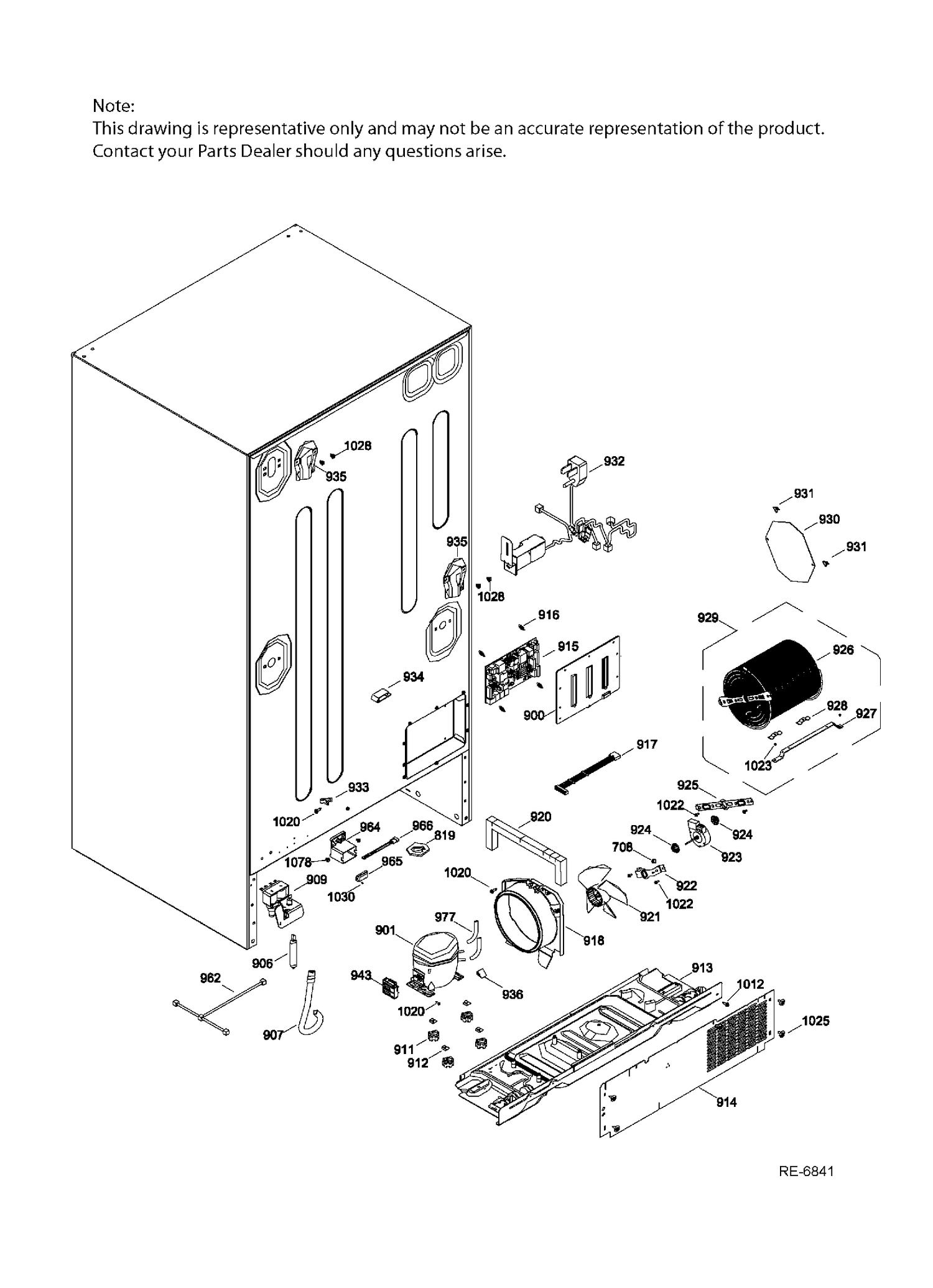 SEALED SYSTEM & MOTHERBOARD Diagram and Parts List for CFCP1RKBESS  General Electric Refrigerator