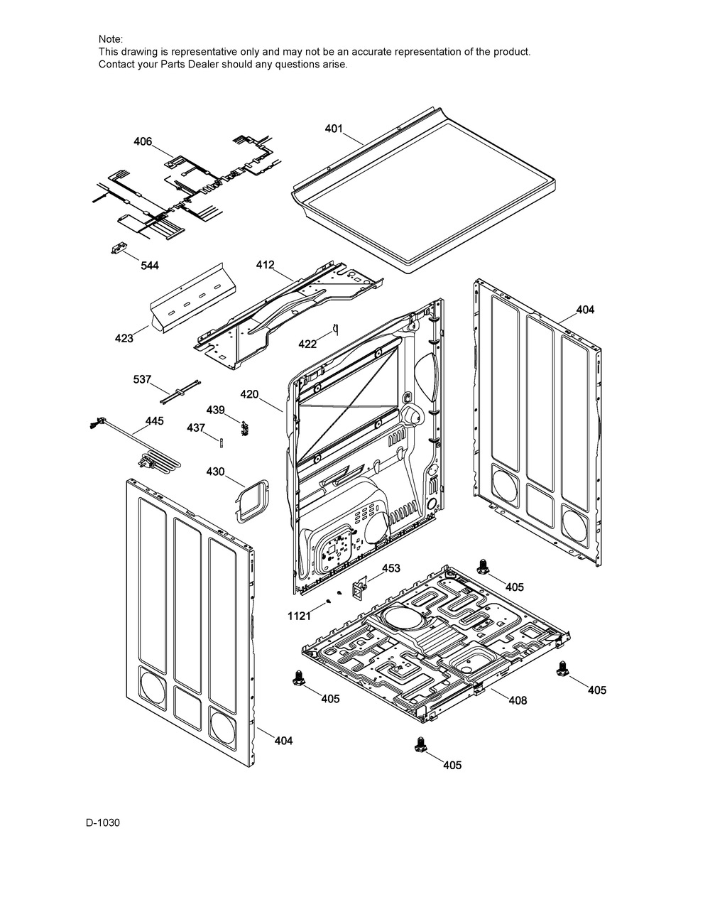 Cabinet Diagram and Parts List for GMMP280ED4WS  General Electric Dryer