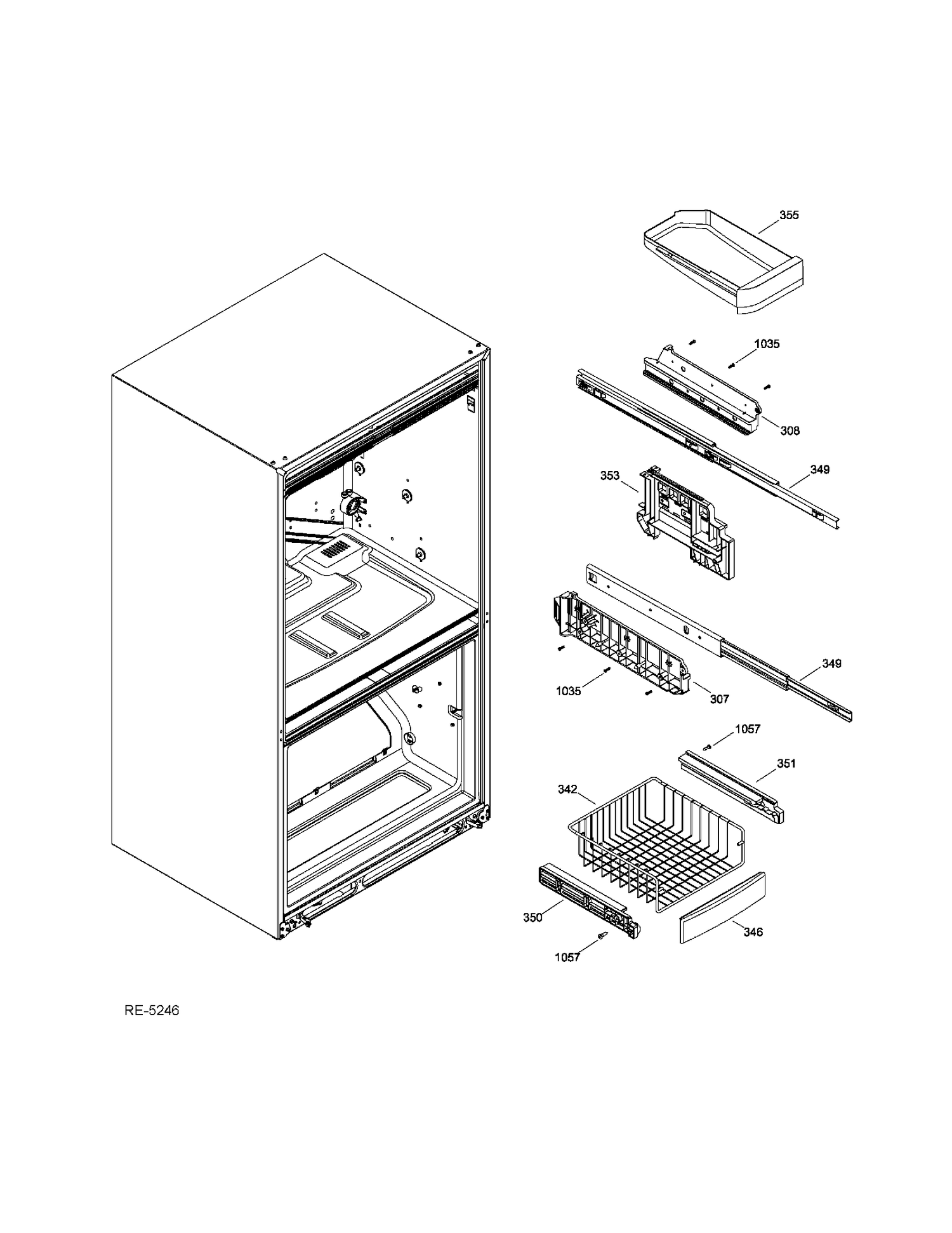 FZ BASKETS Diagram and Parts List for GDRC3KBYKRWW  General Electric Refrigerator