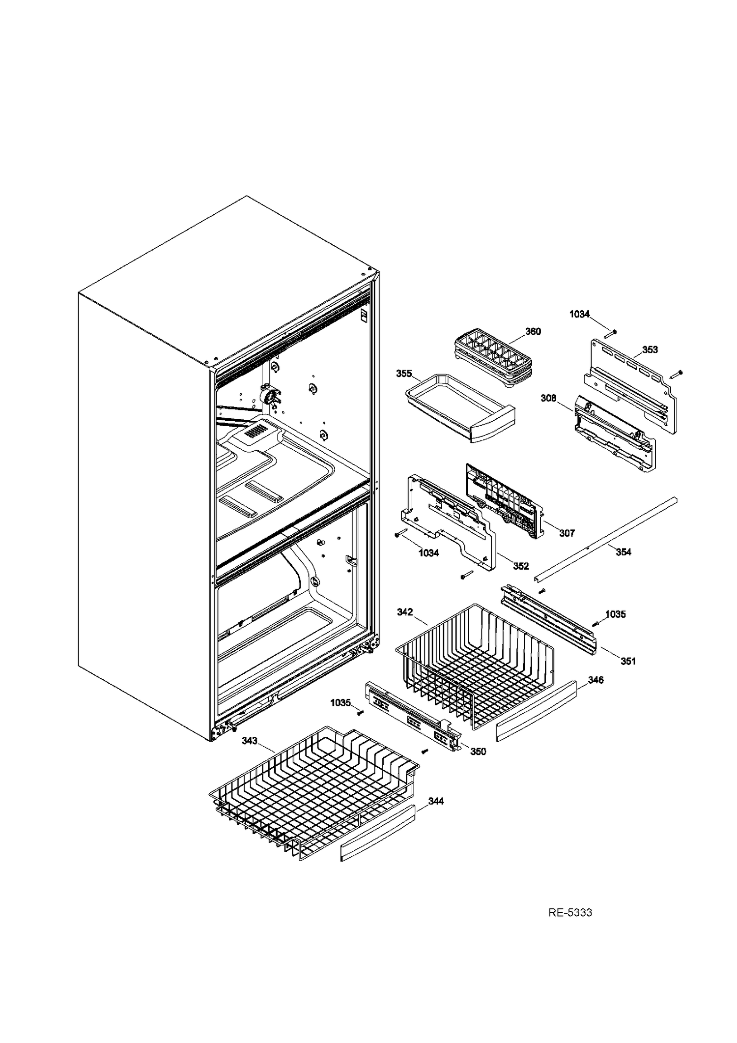 FZ SECTION BASKETS Diagram and Parts List for PFRS5NBXBSS  General Electric Refrigerator