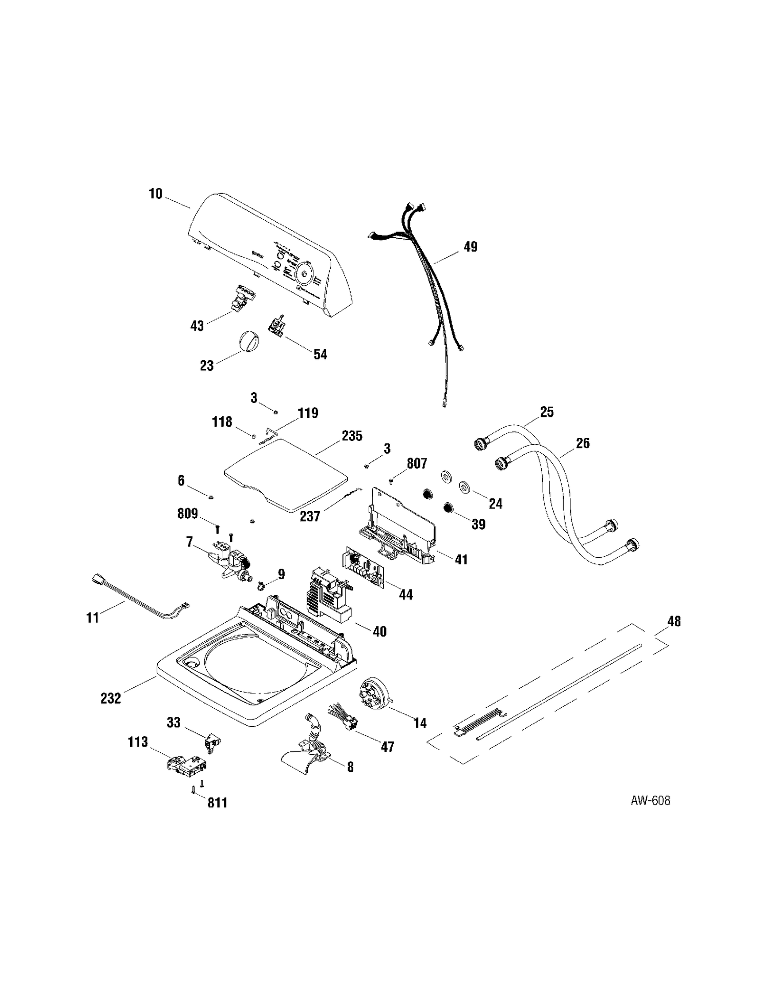 CONTROLS Diagram and Parts List for MHDXR145F00WW  General Electric Washer