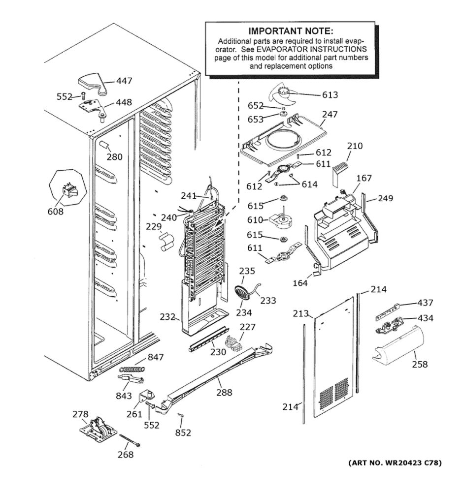 Freezer Section Diagram and Parts List for GSS25GMHNCES  General Electric Refrigerator