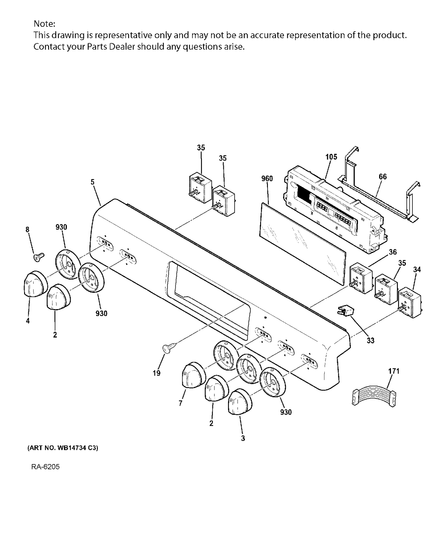 CONTROL PANEL Diagram and Parts List for CCS975SD2SS  General Electric Range