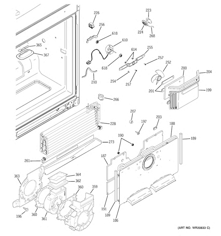 Freezer Section Diagram and Parts List for PGS25KSEAFSS  General Electric Refrigerator