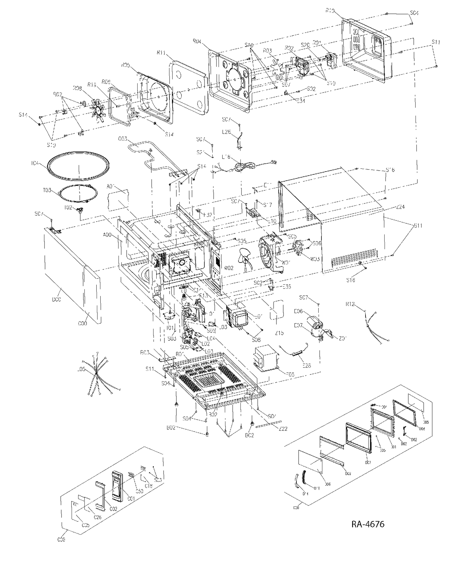 MICROWAVE Diagram and Parts List for JES1295STC01  General Electric Microwave